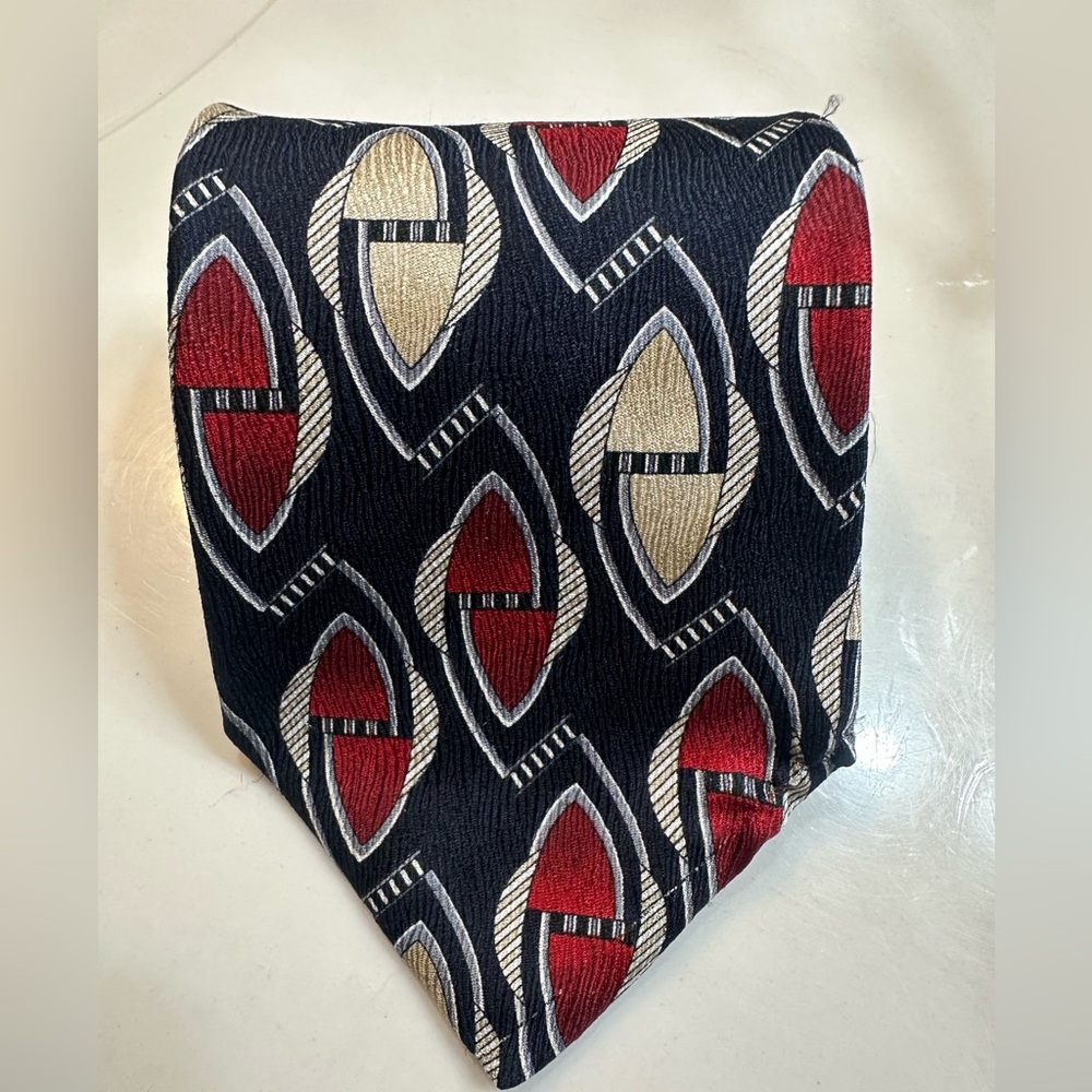 Vintage Halston 💯% Silk Multicolor Art Deco Pattern Necktie Men's One Size Tie
